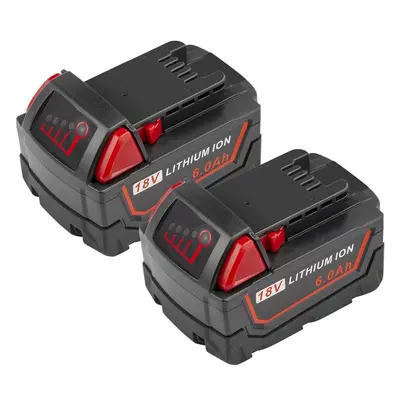 2X for Milwaukee M18 18V Extended Capacity Battery Lithium XC 6.0 Ah 48-11-1860