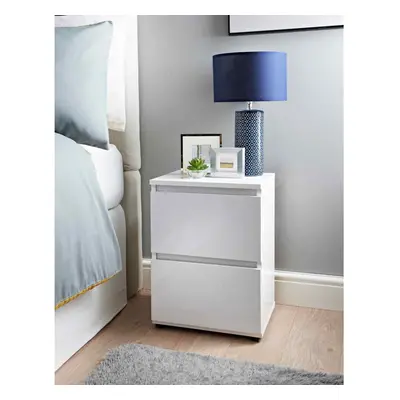 White High Gloss Drawer Bedside Table Lamp Nightstand White Bedroom