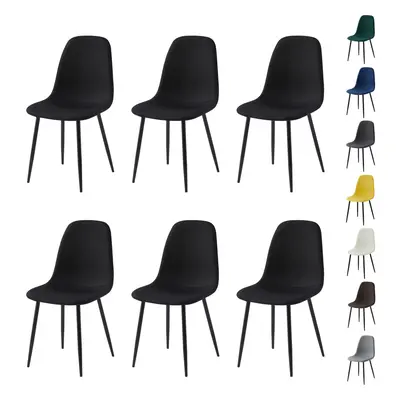 (SET OF 6, BLACK) 2/4/6Pcs Fabric Dining Chair with Metal Legs Bella