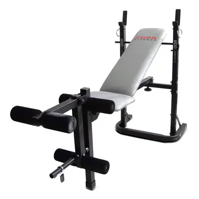 York B500 Folding Adjustable Barbell Weight Bench with Leg Developer