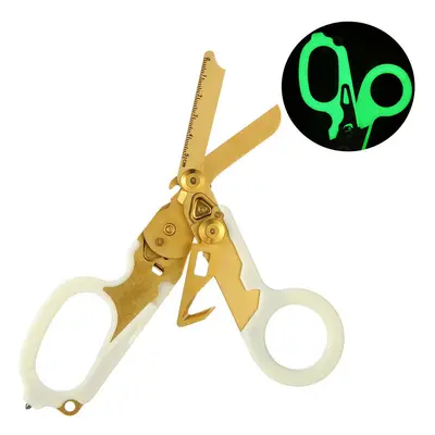 (Fluorescent-Golden) Tactical In1 Multifunction First Aid Expert Emergency Raptors Shears Foldab