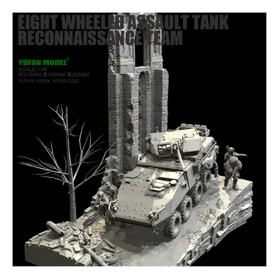 YUFAN MODEL1/48 resin soldier figure Eight-wheeled armored car scene ( soldier 5+ scene platform