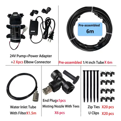 (6m slip lock) New Quiet Garden Water Mist Spray Electric Electric Diaphragm Pump Kit Greenhouse