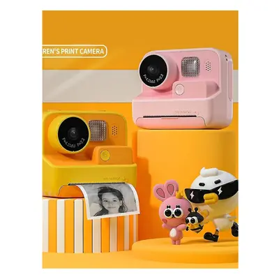 (Yellow camera (no memory)) Kids Instant Print Camera Thermal Printing Camera 1080p Hd Digital C