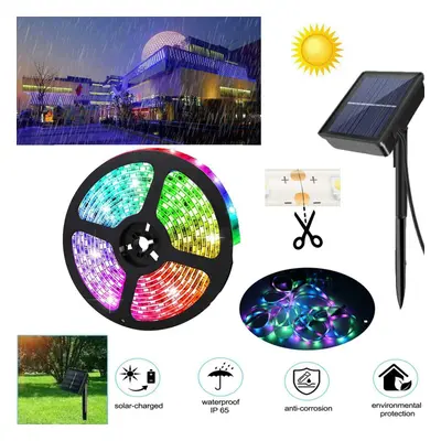 5M RGB Solar Powered LED Light Strip Outdoor Garden Tape String Light