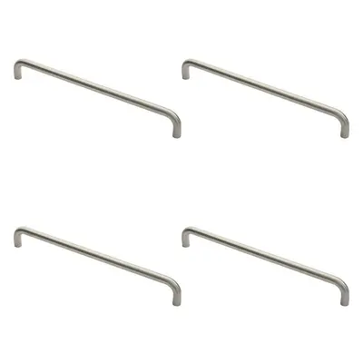 4x Round D Bar Pull Handle x 19mm 450mm Fixing Centres Satin Stainless Steel