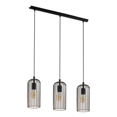 Hanging Ceiling Pendant Light Black & Copper Cage 3x E27 Bulb Kitchen Island