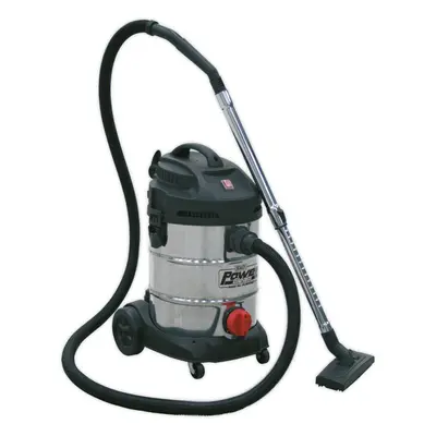 1400W Industrial Wet & Dry Vacuum Cleaner - 30L Stainless Steel Drum - 230V