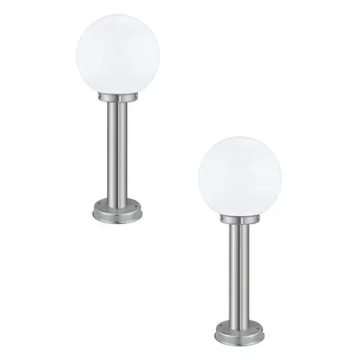 2 PACK IP44 Outdoor Bollard Light Stainless Steel Orb 60W E27 500mm Lamp Post