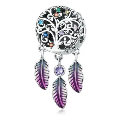 Dream Catcher Tree Of Life Family Charm Bead With Cubic Zirconia Genuine Sterling Silver Compati