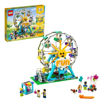 LEGO Creator 3in1 Ferris Wheel Building Kit with Rebuildable Toy Bumper Cars Boat Swing and Mini