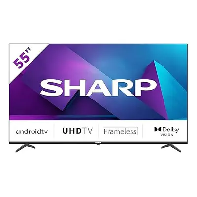 Sharp 4T-C55FN6KL2AB 55-Inch 4K Android Smart TV, Frameless UHD HDR with Google Assistant