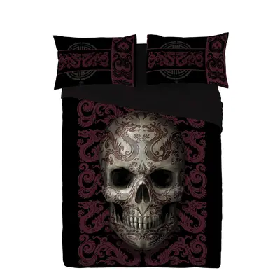 Wild Star ORIENTAL SKULL - DUVET & PILLOW COVERS CASE SET DOUBLE Art by Anne Stokes