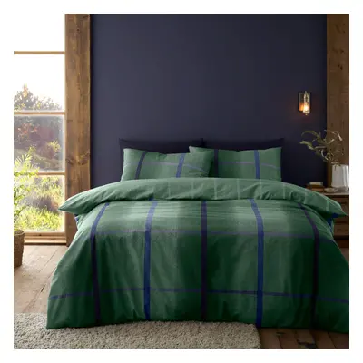 Catherine Lansfield Brushed Melrose Tweed Cotton Reversible Double Duvet Cover Set with Pillowca