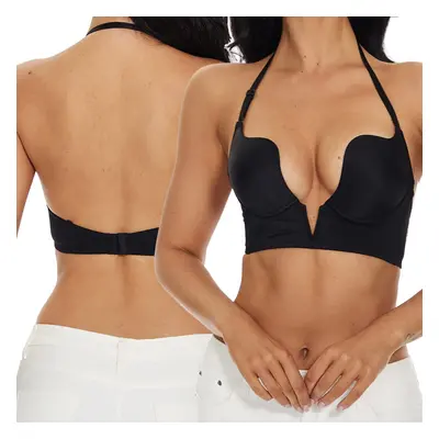 Women's Deep Plunge Bra Low Cut Push Up Bra Underwired Convertible Low