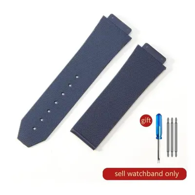 (J02-Blue-No Buckle 26x19mm) For Hublot Yubo High Quality Silicone Waterproof Watch Strap Classi