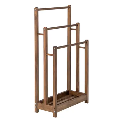 Wood Towel Drying Rack with Individual Bars & Bottom Storage Shelf