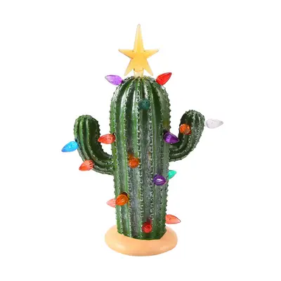 Pre-Lit Cactus with Lights, Vintage Cactus,Green