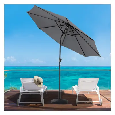 (Dark Grey) 3M Large Patio Umbrella Outdoor Parasol with Base