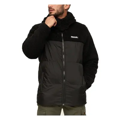 (M, Black) Bench Mens Detta Padded Contrast Sherpa Hooded Outdoor Warm Winter Jacket Coat