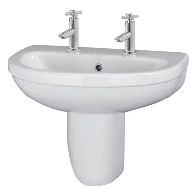 Round Tap Hole Basin & Semi Pedestal - 550mm