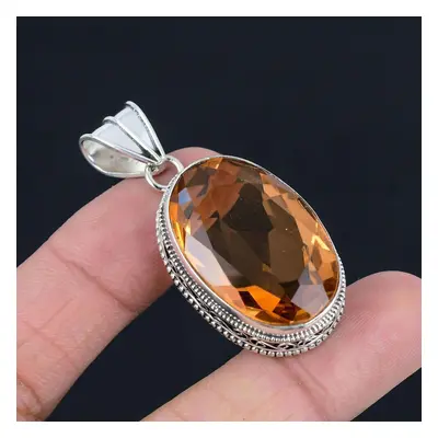 Honey Citrine Gemstone Pendant Solid Sterling Silver Pendant Jewelry Gift For Unisex