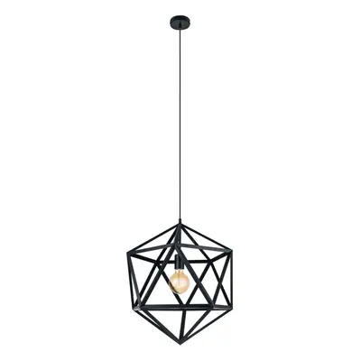 Hanging Ceiling Pendant Light Black Prism 1x 60W E27 Geometric Feature Lamp