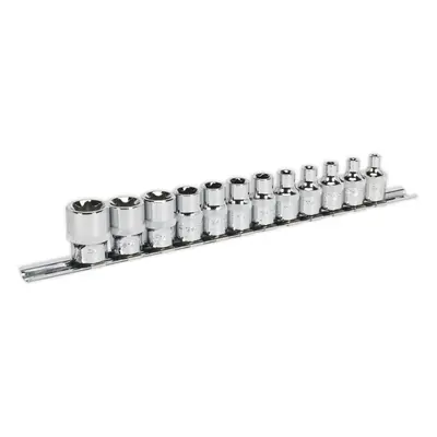 12 PACK TRX Star Female Socket Set - 3/8" Square Drive - E4 to E20 TORX Knurled