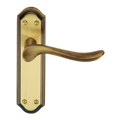 PAIR Curved Handle on Sculpted Latch Backplate x 48mm Florentine Bronze