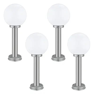 4 PACK IP44 Outdoor Bollard Light Stainless Steel Orb 60W E27 500mm Lamp Post