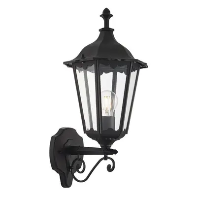 IP44 Outdoor Wall Light Matt Black & Glass Traditional Lantern Porch Dimmable