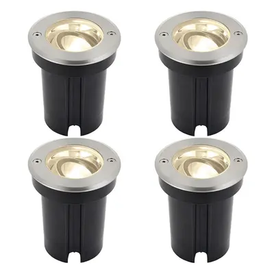 4 PACK Stainless Steel IP67 Ground Light - 6W Warm White LED - Tilting Head