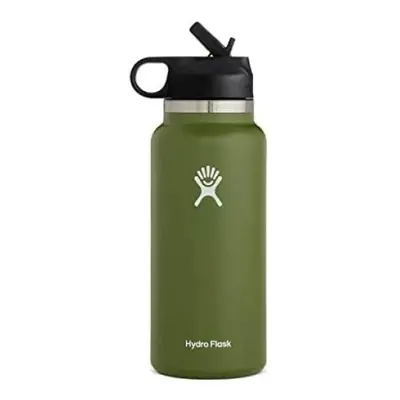 (Dark green, 32oz) Water Bottle | Straw Lid | Outdoor Portable Insulated Cup