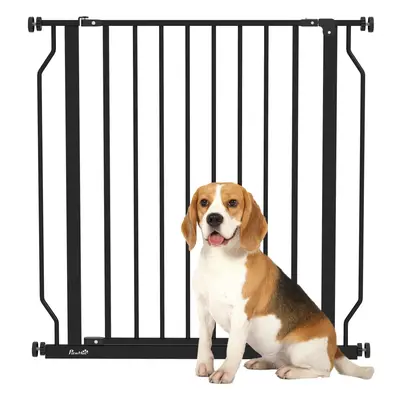 PawHut Dog Gate Wide Stair Gate w/ Door Pressure Fit, 75-85W cm, Black