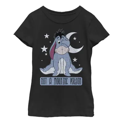 Disney Winnie The Pooh Eeyore Not Morning Girl's Solid Crew Tee Black