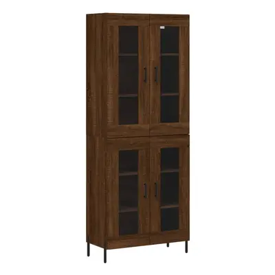 (brown oak, glass doors) vidaXL Highboard Sideboard Tall Storage Cabinet Side Cabinet Engineered