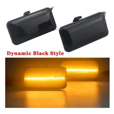 (Dynamic Smoked Type) 2Pcs Dynamic LED Side Marker Light Turn Signal Blinker Lamps For VW Passat