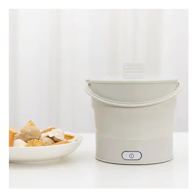 (WHITE) 110V/220V Foldable Electric Cooker Mini Multifunction Hot Pot Food Steamer Cooking Machi