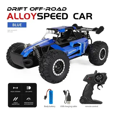 (bule) New RC Car 1:16 2WD with LED Light 2.4G 20KM/H High Speed Off-Road Climbing Remote Contro