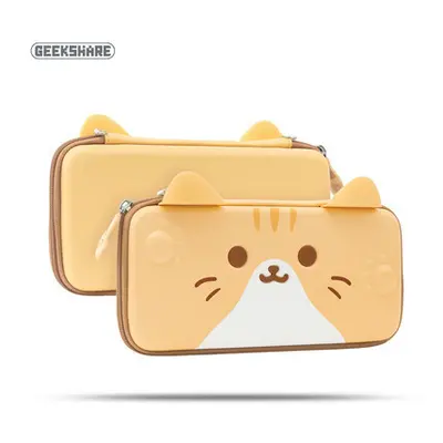 (Cat Yellow) Switch Accessories Bags For GeekShare Cute Cats Ears Portable Hard Storage Bag For 