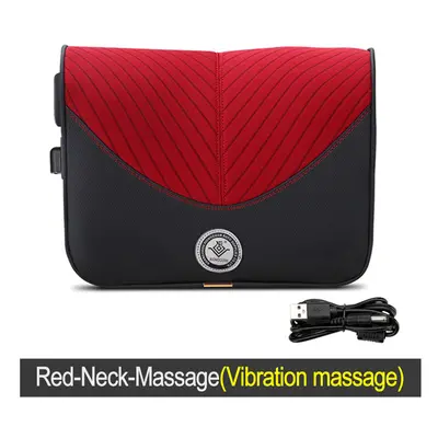 (Red-Neck-Massage) Car Electric Massage Headrest Neck Pillow Breathable Mesh + Leather Universal