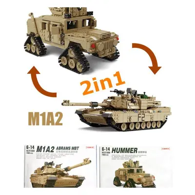 (as the picture) 2in1 Abrams Main Battle Tank Building Blocks 1:28 Model Bricks Ww2 Military Ser