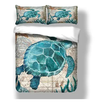 (Turtle, Double) Turtles /Whale/Dolphines/Octopus Pattern Bedding Sets for Boys and Girls,Marine