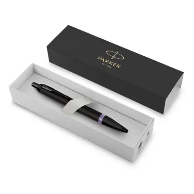 IM Premium Ballpoint Pen | Matte Black with Amethyst Purple Ring | Black Ink | Gift Boxed