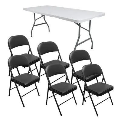 Royalford Pack of Folding Padded Chair with 6ft Heavy Folding Table