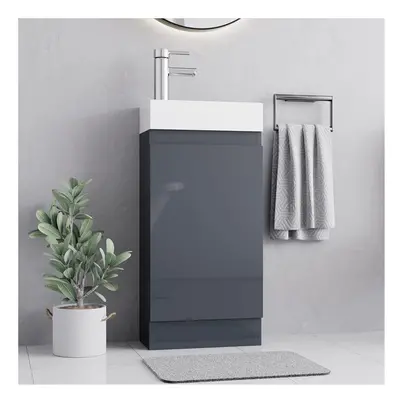 (Denvor Grey 400mm) Floor Standing Bathroom Vanity Unit With Basin