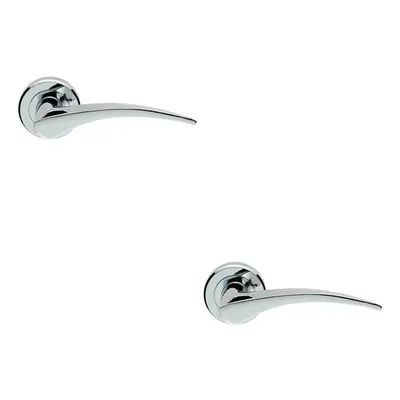 2x PAIR Arched Tapered Handle on Round Rose Concealed Fix Polished Chrome