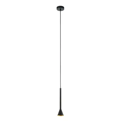 Pendant Ceiling Light Colour Black Outer & Gold Inner Shade Bulb GU10 1x5W Inc