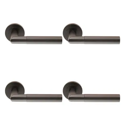 4x PAIR Knurled Round Bar Handle on Round Rose Concealed Fix Matt Black