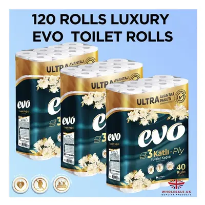 120 Luxury 3-Ply Evo Toilet Rolls, Degradable & Recyclable.